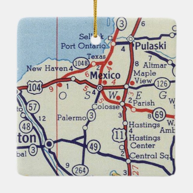 Mexico NY Vintag Map Keramikornament (Rückseite)