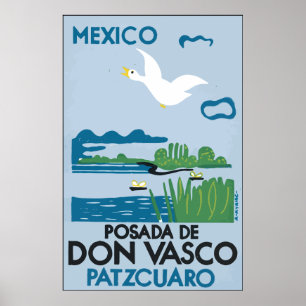 Mexico Po sada De Don Vasco Patzcuaro, Vintag Poster
