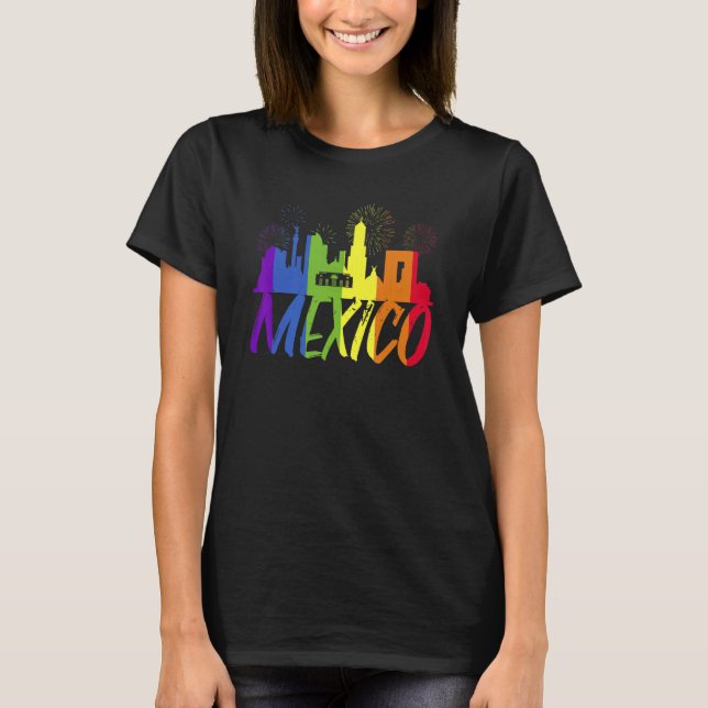 Mexico Pride Skyline  Pride Parade Mexico T-Shirt (Vorderseite)