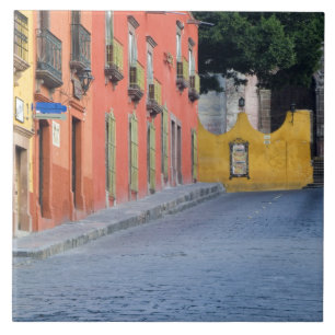 Mexico, San Miguel de Allende, Häuser entlang Fliese
