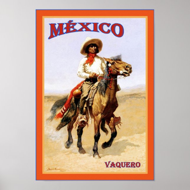 México ~ Vaquero ~ Poster Vintage voyage. (Devant)