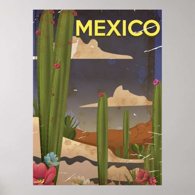 Mexico Vintage Reiseplakat. Poster (Vorne)