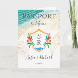 Mexico Wedding Destination Passport Wappen Initial Einladung