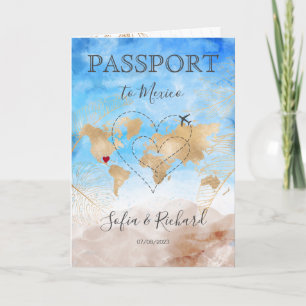 Mexico Wedding Destination Passport - Weltherzen i Einladung