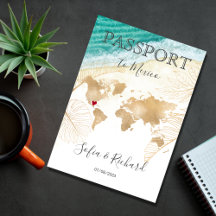 Mexico Wedding Destination Passport World Map Inv