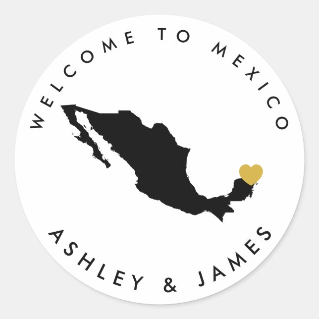Mexico Wedding Welcome Aufkleber für Leckerei Box  (Vorderseite)