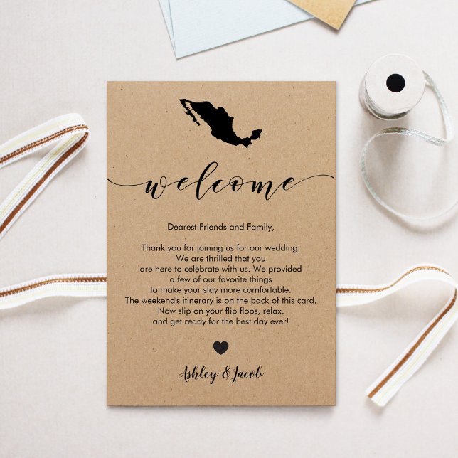 Mexico Wedding Welcome Letter & Itinerary Card Programm (Von Creator hochgeladen)