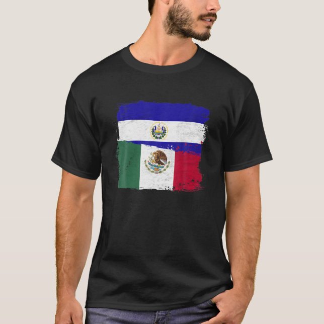 MEXIKAN-Flagge El Salvador Halbe mexikanische Flag T-Shirt (Vorderseite)