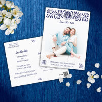 MEXIKAN TALAVERA SAVE THE DATE POSTCARD