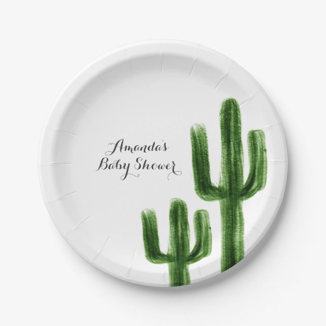 Mexikaner Boho Kaktus-Papier-Party-Platte Pappteller (Vorderseite)