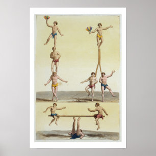 Mexikaner-darstellende Gymnastik (Farbelitho) Poster