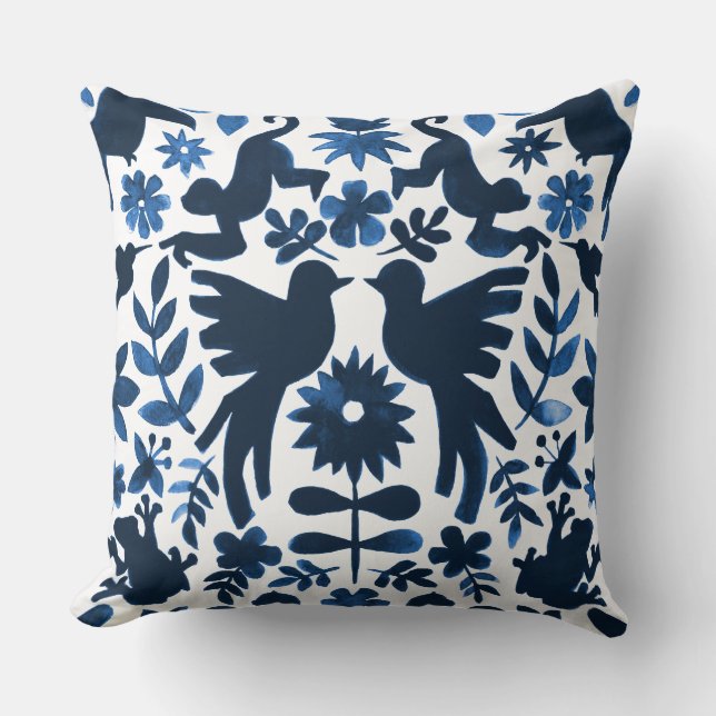 Mexikaner Otomi Ehering-Träger-Kissen - Marine Kissen (Vorderseite)