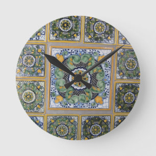 Mexikaner-Talavera-Artfliesen Runde Wanduhr
