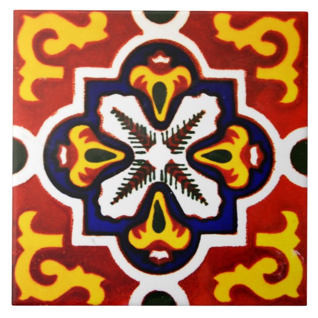 Mexikaner-Talavera-Entwurfs-Keramik-Foto-Fliese Fliese (Vorderseite)