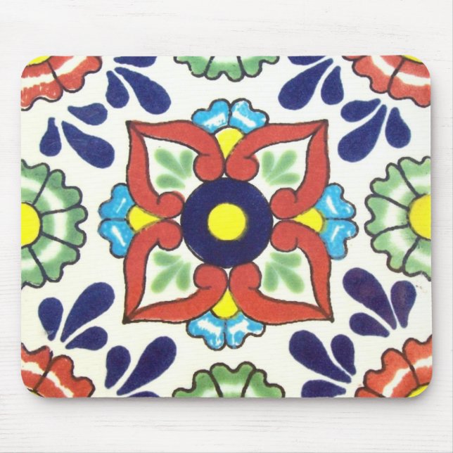 Mexikaner-Talavera-Fliese (rot, grün, gelb, blau) Mousepad (Vorne)