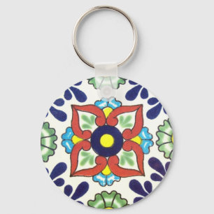 Mexikaner-Talavera-Fliese (rot, grün, gelb, blau) Schlüsselanhänger