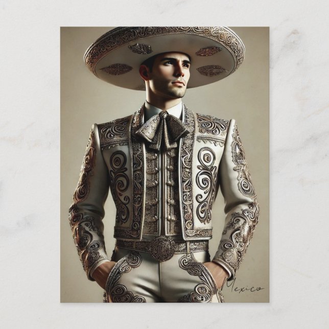 Mexikanerin in Charro Costume Postkarte (Vorderseite)