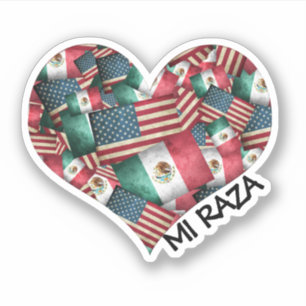 Mexikanisch-Amerikanische Flaggen Herz Aufkleber