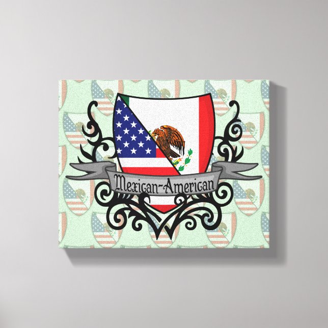 Mexikanisch-Amerikanische Schildflagge Leinwanddruck (Vorderseite)