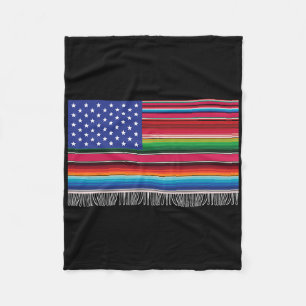Mexikanisch Amerikanische USA-Flagge Serape Cinco Fleecedecke