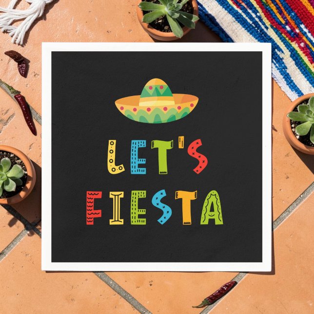 Mexikanisch farbenfroh Let's Fiesta Black Serviette (Von Creator hochgeladen)