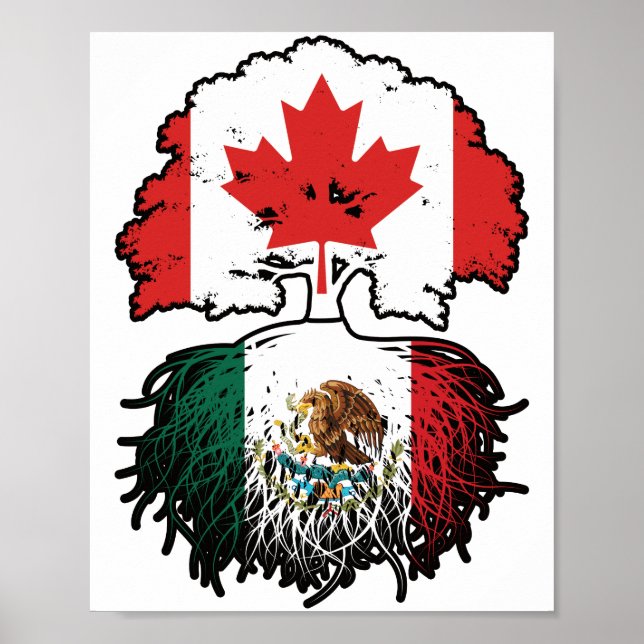 Mexikanisch-Kanadisches Tree-Roots-Flag Poster (Vorne)