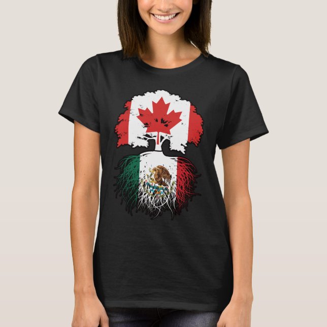 Mexikanisch-Kanadisches Tree-Roots-Flag T-Shirt (Vorderseite)