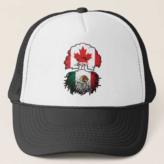 Mexikanisch-Kanadisches Tree-Roots-Flag Truckerkappe (Vorderseite)