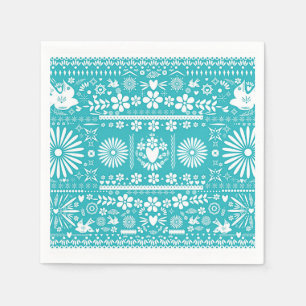 Mexikanisch Picado Teal Türkis Hochzeit Ehe Serviette