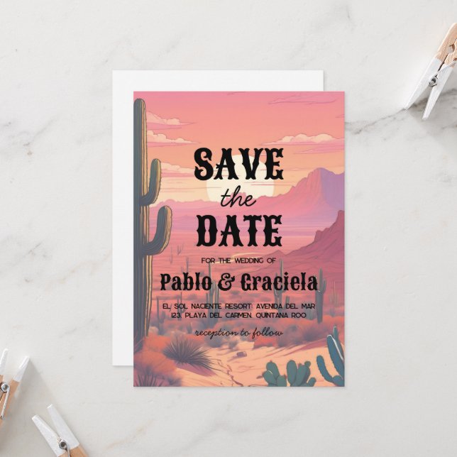 mexikanisch Save the Date Einladung (Vorderseite/Rückseite Beispiel)
