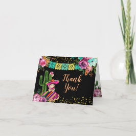 Mexikanisch Schwarz farbenfrohe Fiesta Floral Gebu Dankeskarte