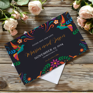 Mexikanisch Schwarz farbenfrohe Floral Nuestra Bod Save The Date