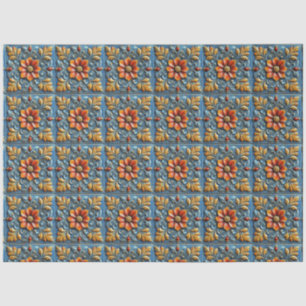 Mexikanisch-spanisches Blumenmuster in Orange und  Seidenpapier