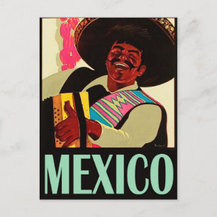 Mexikanisch spielt Akkordeon, Vintag Postkarte