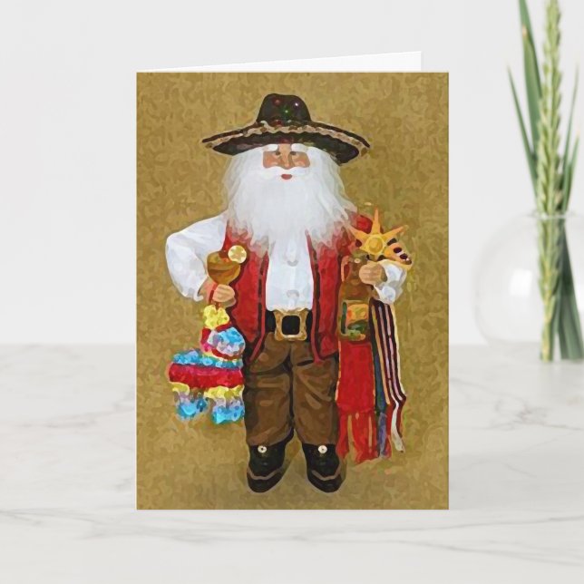 mexikanisch-südwestlich-texanischer Weihnachtsmann Feiertagskarte (Vorderseite)