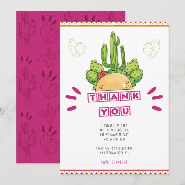 Mexikanisch Vielen Dank Taco Cactus Card Einladung (Vorne/Hinten)