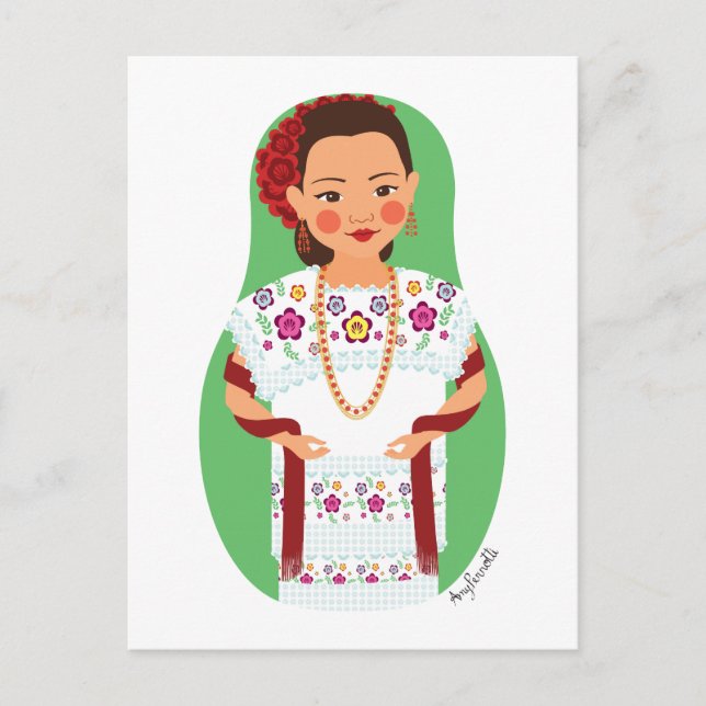 mexikanisch, Yucatan Matryoshka Postcard Postkarte (Vorderseite)