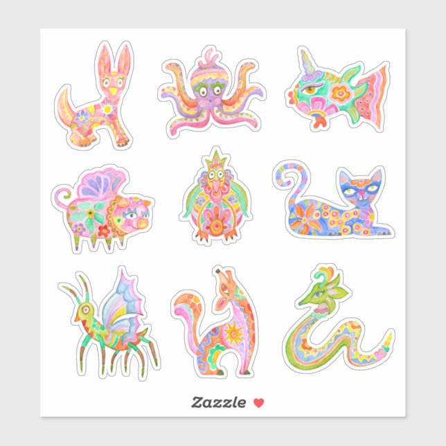 mexikanische Alebrijes Aufkleberpackung. Aufkleber (Blatt)