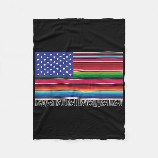mexikanische amerikanische Flagge Serape Cinco de  Fleecedecke (Vorderseite)