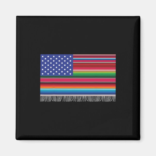 mexikanische amerikanische Flagge Serape Cinco de  Magnet (Vorne)