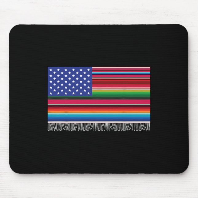 mexikanische amerikanische Flagge Serape Cinco de  Mousepad (Vorne)