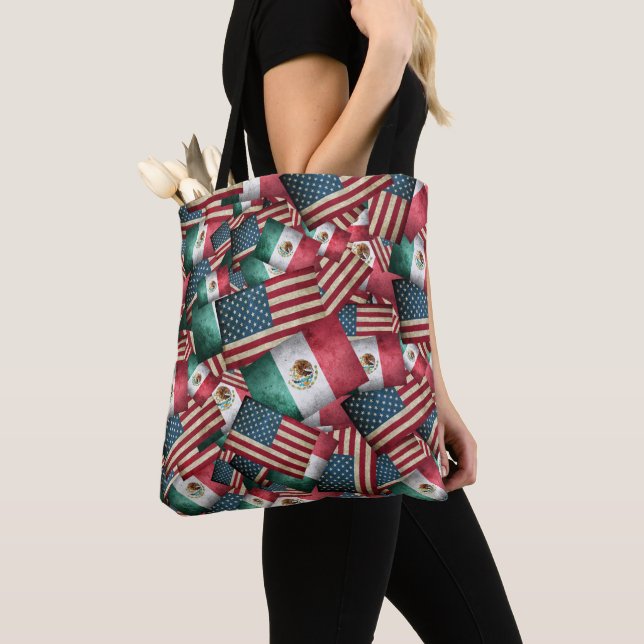 mexikanische/amerikanische Flaggen - USA und Mexik Tasche (Von Nahem)
