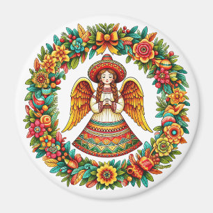 Mexikanische Angel-Girl-Blume illustrieren Kunstwe Magnet