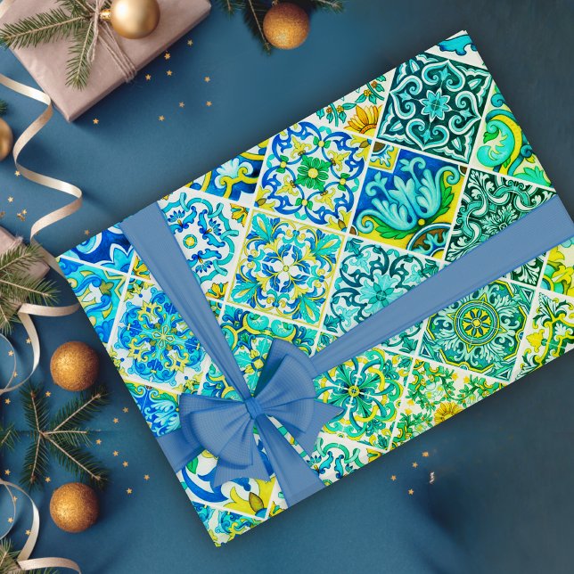mexikanische Aqua Minze sizilianische mediterrane  Geschenkpapier (Von Creator hochgeladen)