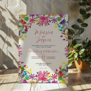 mexikanische Aquarellfarben - romantische Blume Ho Einladung