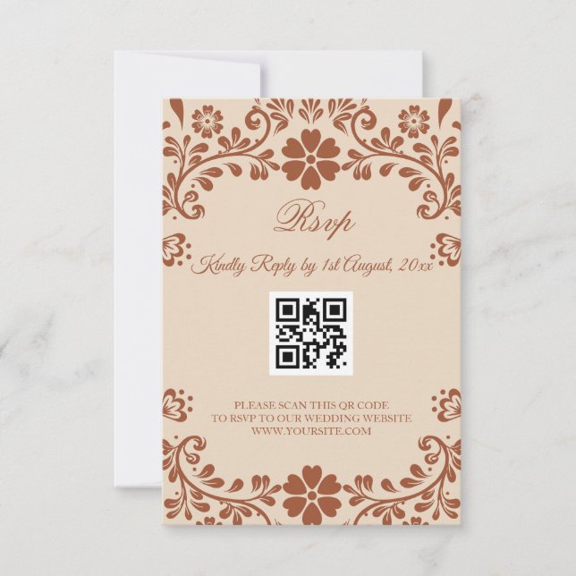 Mexikanische Art Beige Wedding RSVP Karte (Vorderseite)