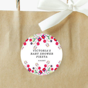 Mexikanische Blume Babydusche Fiesta Runder Aufkleber