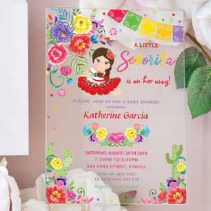 Mexikanische Blumen Little Senorita Mädchen Baby S Acryleinladungen