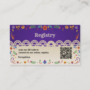Mexikanische Blumen-QR-Code-Hochzeitsdusche-Gesche Visitenkarte