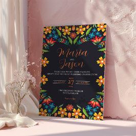 mexikanische Blumenfarben Botanische Blume Hochzei Einladung